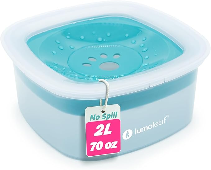 LumoLeaf No Spill Dog Water Bowl, 70oz Slow Feeder for Messy Drinkers, Keeps Long-Haired Dogs’ Mouth Fur Dry, Drip-Free Splash-Proof Design