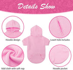 KOOLTAIL Basic Dog Hoodie - Soft and Warm Dog Hoodie Sweater with Leash Hole and Pocket, Dog Winter Coat, Cold Weather Clothes Sweatshirt for Small Medium Large Dogs Puppy Cat Boys Girls Pink XS