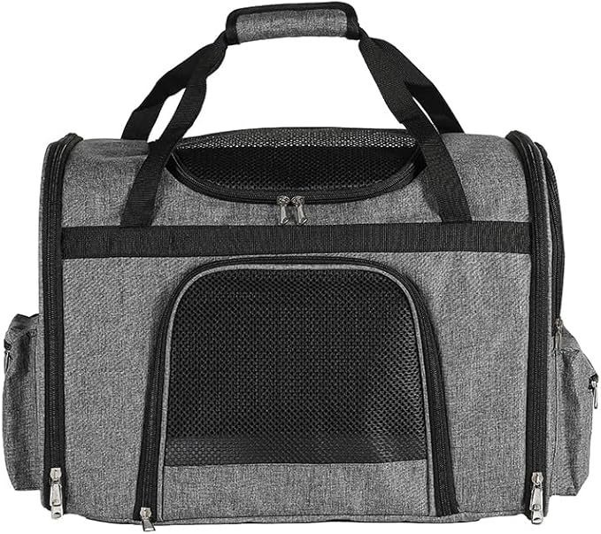 pet Bag Multi Purpose pet Bag Collapsible Portable for Dog cat go Out Traveling Carrier Backpack for Secret Adventures Cat and Dog (Grey, S:17.7"X10.6"X12.6”)