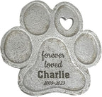 GiftsForYouNow Engraved Forever Loved Paw Print Stone, Personalized Pet Memorial Garden Stone for Dogs, Large, 12"
