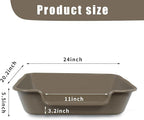 2 Pack Extra Large Dog Litter Box Pan Tray (ABS Material), Low Entry Jumbo Senior Litter Boxes for Multiple Kitten Big Cats, Pet Safe Indoor Dog Potty (Chocolate, 24" L x 20" W)