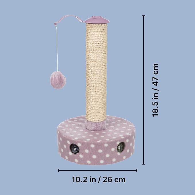 TRIXIE Junior Scratching Post Fleece Ideal for Small Cats and Kittens, Cat Scratcher with Toys