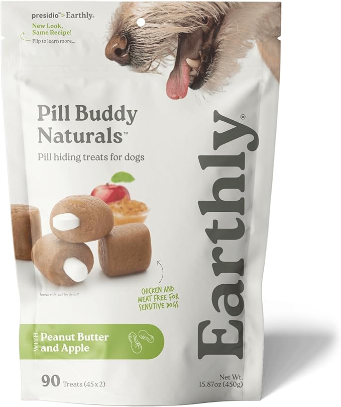 Earthly Pill Buddy Naturals - PB & Apple Recipe Pill Hiding Treats for Dogs - Make A Perfect Pill Concealing Pocket Or Pouch for Any Size Medication - 90 Servings