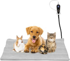 Pet Heating Pad for Cats Dogs with Timer Temperature Adjustable, Electric Heating Mat Indoor, Adjustable Warming Mat, Waterproof Heated Bed with Chew Resistant Steel Cord，Pet Heated Mat