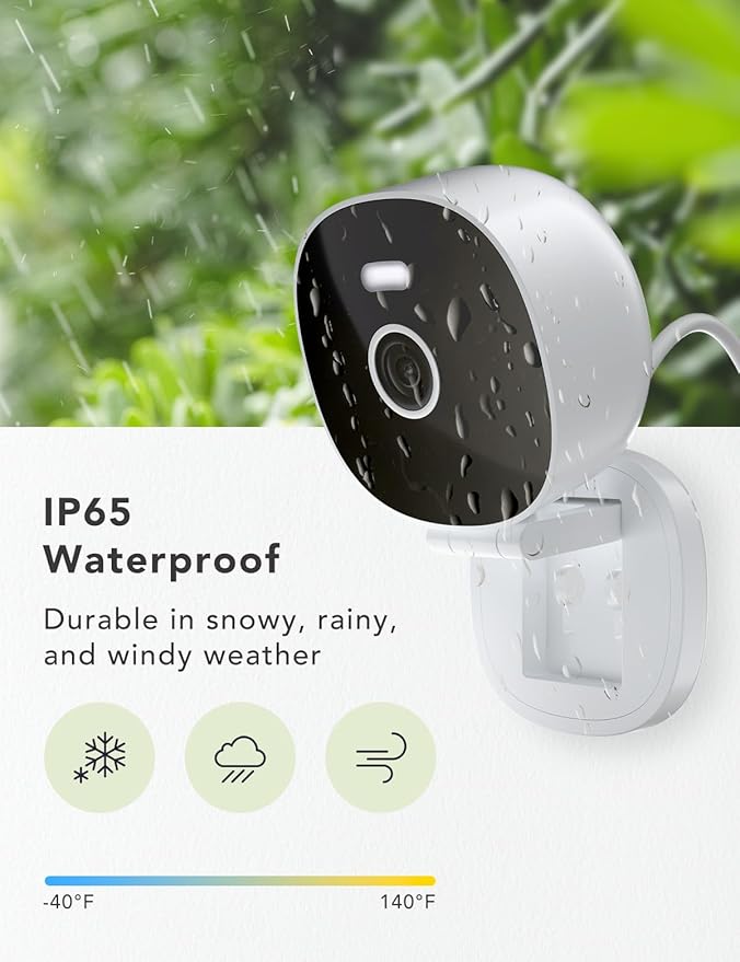 2K Security Camera, Outdoor/Indoor for Home, Pet, Baby, Nanny, IP65 Wterproof Color Night Vision, White Light & Siren, Recording, Motion Detection, Compatible with Alexa,White-2P