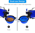 Dog Travel Water Bottle Collapsible Bowls, 2 in 1 Pet Food Container with Collapse Bowls, Outdoor Portable Water Bowls for Walking, Traveling, Camping and Hiking (Blue)