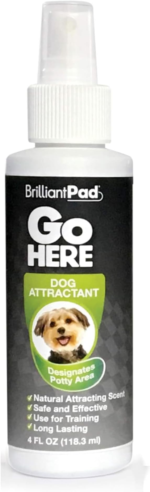 BrilliantPad Go Here! Puppy Potty Training Spray | Natural Attractant, Dog & Puppy Home Housebreaking Aid for Pets | Safe for Animals, Furniture & Plants | Use on Pee Pads Indoor & Outdoor | 4oz