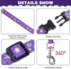 PAWCHIE Cat Harness with Leash and Collar Set - Escape Proof Adjustable H-shped Cat Harness with Star and Moon Pattern Glow in The Dark for Kitty Outdoor Walking