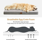 BFPETHOME Outdoor Dog Beds for Large Dogs, Waterproof Dog Bed for Medium, Large, Extra Large Dogs, Orthopedic Pet Bed with Removable Washable Cover, Egg Crate Foam Pet Bed Mat. (36 x 27 in, Grey)