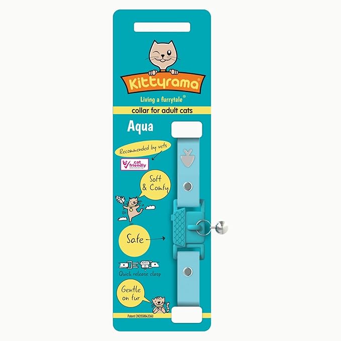 Kittyrama Aqua Cat Collar with Bell - Award Winner, Vet Approved, Breakaway Quick Release, Lightweight & Comfy