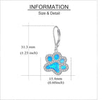 Paw Print Earrings Sterling Silver Leverback Dog Paw Earrings Puppy Paw Drop Dangle Earring for Women Girls