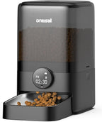oneisall Automatic Cat Feeder for Large Kibble and Snacks, 20 Cups/5L Timed Pet Feeder for Cats Indoor, Programmable Dry Food Dispenser (Black)