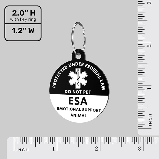 MYLUCKYTAG Emotional Support Animal (ESA) QR Code Stainless Steel Pet ID Tag - Online Profile, Location Alert Email, Digital, Durable Collar Tag - Engraved