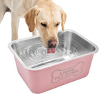 3 Gallons Large Dog Water Bowl, Stainless Steel Metal Dog Bowls, Large Capacity Pet Food Bowl Water Dish for Indoor and Outdoor Universal for Medium to Giant Dogs Pink
