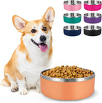LIHONG Stainless Steel Dog Bowls for Small Meidum Sized Dogs,Dog Food Water Bowls No Slip,Dishwasher Safe(40oz,Orange)