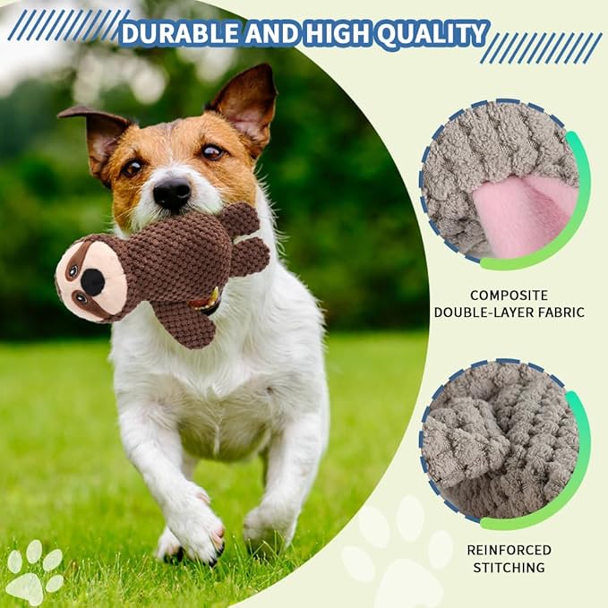 5-Pack Squeaky Dog Toys – Durable Animal-Shaped Plush Chew Toys for Dogs, Handmade Interactive Puppy Toys with Squeaker, Perfect for Reducing Destructive Behavior