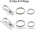 COMTIM 2 Pack Dog Tag Clips, Stainless Steel Heavy Duty Quick Clips Pet ID Tag Holder for Dog/Cat Collar and Harness