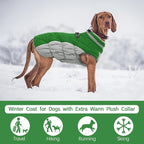 FUAMEY Dog Coat for Large Dogs,Waterproof Dog Winter Jacket with Harness Built in Puppy Cold Weather Coats Reflective Pet Vest with Zipper Warm Fleece Dogs Snowsuit Windproof Green XXXL