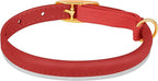 OOPSDOGGY Rolled Leather Cat Collar with Bell - Reflective Kitten Collar with Safety Elastic Strap - Adjustable Small Pet Collars for Boy Girl Cats (Red)