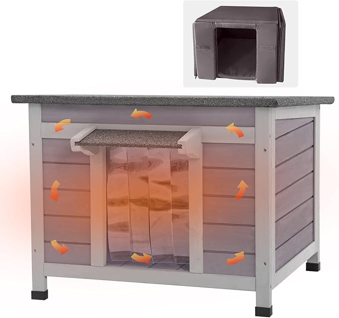 Outdoor Cat House with Insulated Liner Weatherproof Feral Cat Shelter for Winter