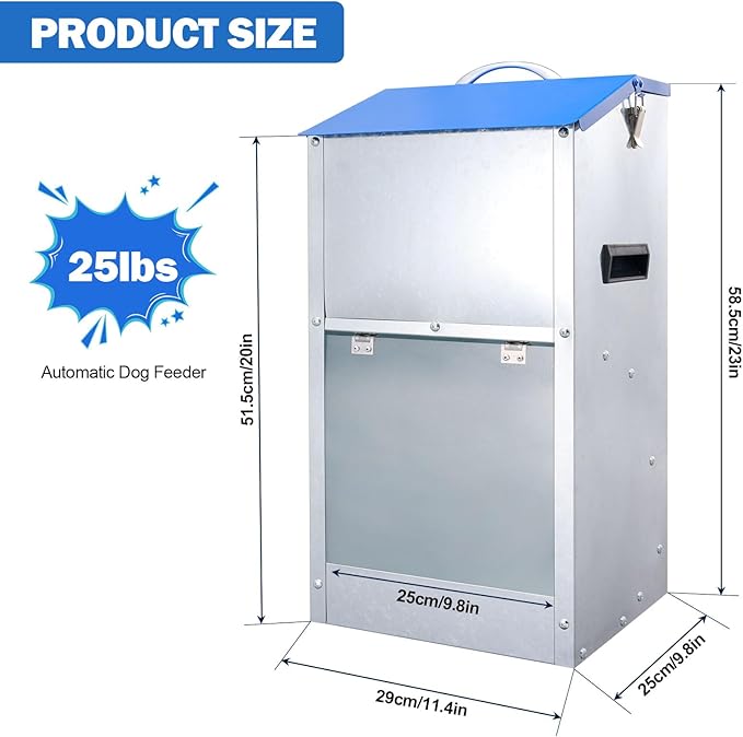 Automatic Dog Feeder Outdoor Dog Feeder for Large Dogs Large Breed Dog Food Dispenser, 25LBS Capacity Pets Feeder Gravity Food Feeder