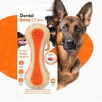 Dental Bone Chew Pet Toy Medium, Bacon-Scented Durable Dog Toys for Aggressive Chewers, Orange