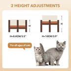 Ceramic 5.1inch Raised Dog and Cat Bowl Set, 2 Heights Elevated Wooden Stand for Puppy, Kitty, Cats, Weighted Pet Food and Water Dishes(5.1'',13.5oz, Vanilla White)