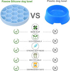 Pawow Slow Feeder Dog Bowls, Silicone Dog Bowl with Suction Cups, Non-Slip Pet Slow Feeder for Small Medium Large Breed, Anti Gulping&Dishwasher Safe, Reduces Boredom Pet Feeding Bowl(Blue)