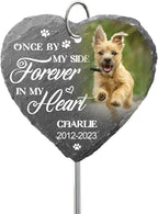 Engraved Pet Memorial Garden Stone with Stake, Custom Dog/Cat Loss Gift, Honor Your Beloved Pet, Personalized Outdoor Remembrance Gifts