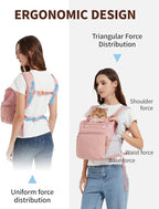 OFY Cat Carrier Puffy Backpack Breathable Small Dog Front Backpack Large Space for Small Dogs, Drawstring & Water-Resisant Pet Bag for Travel Hiking, Lotus Pink Patent Pending