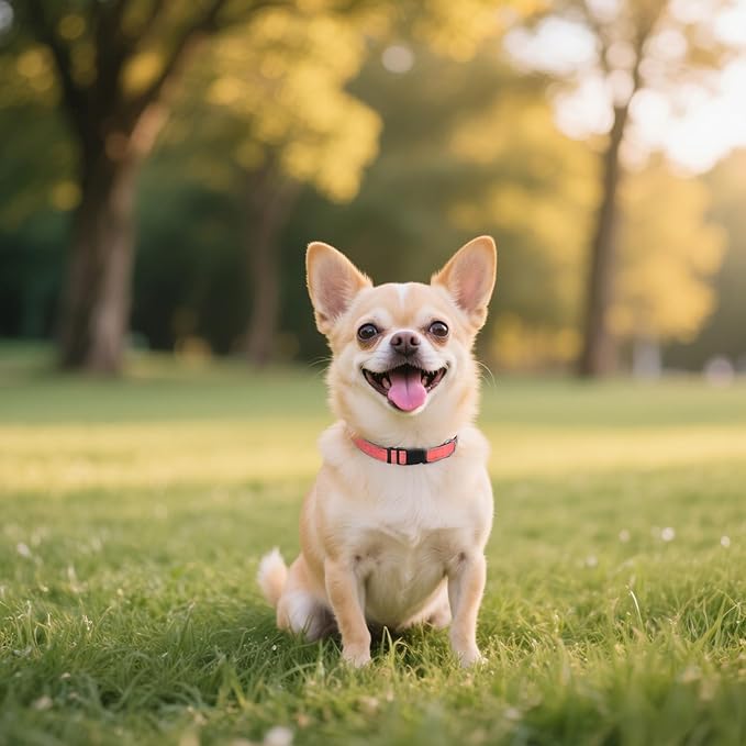 Reflective Dog Collar, Soft Neoprene Padded Nylon Pet Collar with Quick-Release Buckle, No-Choke Design Adjustable for Puppy Dogs,Neon Pink,XS