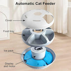 Automatic Cat Feeder Wet&Dry Food, 6 Meal Timed Pet Dispenser Easily Programmable &Easy to Clean,with 2 Ice Packs Auto Feeder for Cats/Small Dogs
