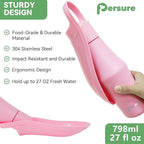 27 OZ Dog Water Bottle Portable Stainless Steel Convenient Pet Water Dispenser, Leak Proof Puppy Travel Water Bowl for Dog Outdoor Walking, Hiking, Perfect Size for All Dog Breeds, Pink