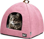 Cat Beds for Indoor Cats -Premium Pet Beds for Cats and Small Dogs, Cat Bed Cave, Comfortable Covered Cat Bed, Cat Tent, Kitten Bed, Small Animal Bed and Cat Hut with Cushioned Pillow (Large, Pink)