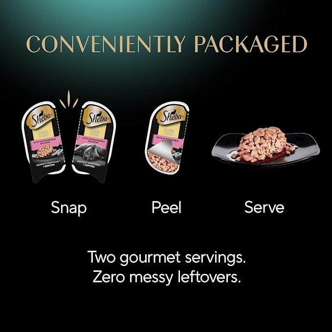 Sheba Perfect Portions Wet Cat Food Cuts in Gravy, with Sustainable Salmon, and with Sustainable Tuna, 2.6 oz. Twin-Pack Trays (12 Count, 24 Servings) (Pack of 2)