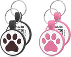 Personalized Dog Tag, Laser Engraving QR Code, Silicone Dog ID Tag, Pet Online Profile, Scan QR Code Send Location, Collar Harness Accessories (Medium to Large Breeds - 1.25", Black & Rose)
