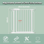 TSAYAWA Extra Wide Baby Safety Gate 29.6-33.8Inch Auto Close Child Gates, Pressure Mounted Gate for Stairs & Doorways, Indoor/Outdoor Heavy-Duty Pet Gate for Toddlers, Dogs, White