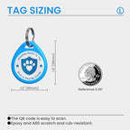 Dog Tags Personalized, QR Code Pet ID Tags for Dog Collar, Online Profile, Scan Location Alerts, Blue