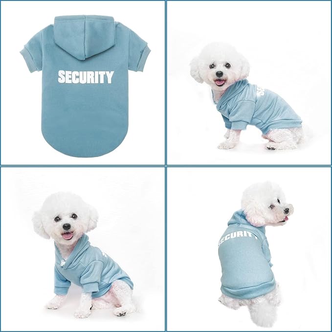 BINGPET Security Dog Hoodies Puppy Sweater Cold Weather Dog Coats Soft Brushed Fleece Pet Clothes Hooded Sweatshirt for Dog Cat