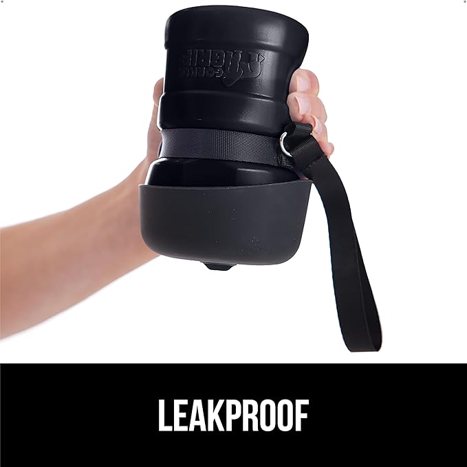 GORILLA GRIP Dog Water Bottle, Portable Water Bowl Dispenser for Dogs, 16 oz Leak Proof Pet Travel Squeeze Bottles, Food Grade Silicone, to Go Puppy Essentials, Hiking Camping Trip Accessories, Onyx