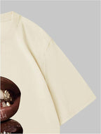 Verdusa Women's Lips Print Graphic Tees Y2k T Shirts Summer Crew Neck Vintage Going Out Tops