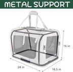 Extra Large Cat Carrier Soft Sided, Portable Small Dog Carrier for 2 Cats, 24"x16.5"x16" Car Travel Folding Comfortable Design, Green
