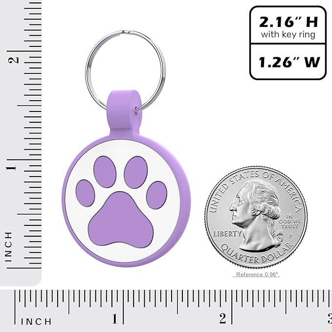 QR Code Cat Tag, Modifiable Online Profile, Multiple Emergency Contact, Silicone Cat Tag, Lightweight, Waterproof, No Jinging, Collar Accessories (Medium to Large Breeds - 1.25", Purple)
