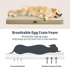 BFPETHOME Outdoor Dog Beds for Large Dogs, Waterproof Dog Bed for Medium, Large, Extra Large Dogs, Orthopedic Pet Bed with Removable Washable Cover, Egg Crate Foam Pet Bed Mat. (42 x 30in, Beige)