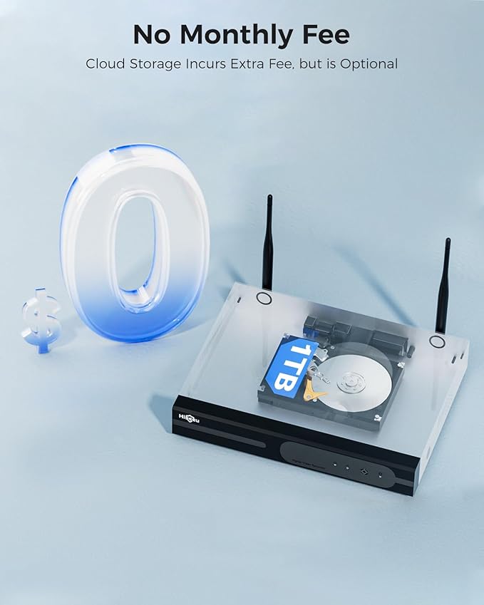 [Wireless Pro, 100ft Range] Hiseeu Wireless Security Camera System, Expandable 16CH 4K NVR, 4Pcs 3MP Night Vision WiFi Cameras Home Surveillance Outdoor, Motion Detection, 1TB HDD, One-Way Audio