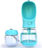 Dog Water Bottle with Food Container Holder, Travel Puppy Drinking Bowl, Portable Pet Water Dispenser, Patented Design, Food Grade Plastic 12 oz Water Bottle+100g Snack cans