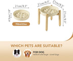 8.2inch Ceramic Dog Raised Slow Feeder Set, Elevated Bowl with Wooden Stand for Large and Medium Dog, Slow Feeder Dish for Fast Easters, Anti-Gulping(Beige, Single Bowl+ Stand)