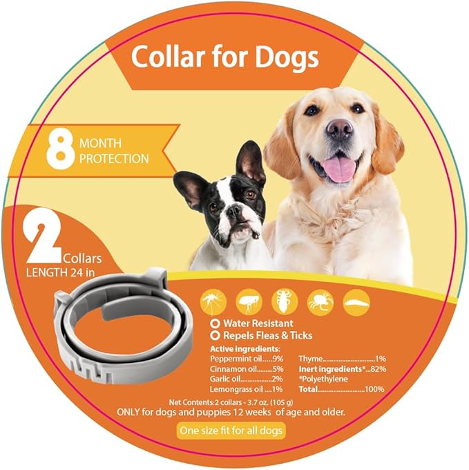 Flea Collars for Dogs, Dog Flea & Tick Control Flea Collar 8 Months Protection, Waterproof Dog Flea Collar, Flea Prevention for Dogs with Comb