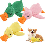 Quack-Quack Duck Dog Toy,Durable Plush Chew Toy with Sounds,Stuffed Plush Calming Duck Dog Toy for Indoor Puppies and Senior Pups (Yellow+Pink+Green, Large)