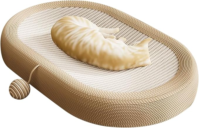 Panup Sisal Cat Scratcher - 24" Cat Scratcher Cardboard, 3 in 1 Oval Cat Scratching Bed Pad with Play Ball, Durable Cat Scratch Lounge for Indoor Cats, Kittens & Puppies